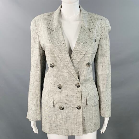 CHRISTIAN DIOR Vintage Size 6 Black White Glenplaid Jacket Blazer - Picture 1 of 8
